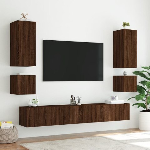  Ścienna szafka TV z LED, brązowy dąb, 100x35x41 cm