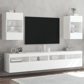  Ścienne szafki TV z LED, 2 szt., białe, 40x30x60,5 cm