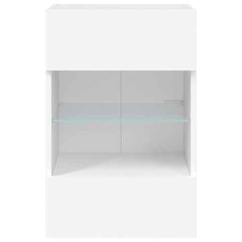  Ścienne szafki TV z LED, 2 szt., białe, 40x30x60,5 cm