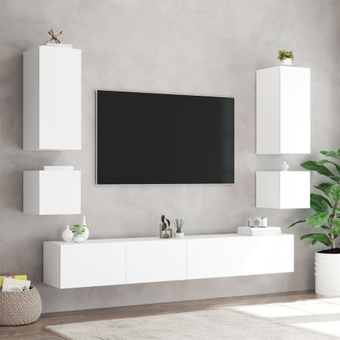  Ścienna szafka TV z LED, biała, 40,5x35x40 cm