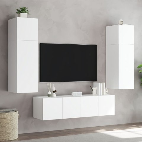  Ścienna szafka TV z LED, biała, 60x35x31 cm