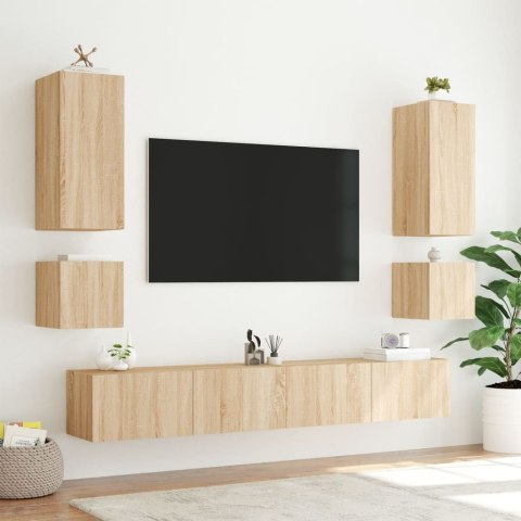  Ścienna szafka TV z LED, dąb sonoma, 40,5x35x40 cm