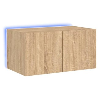  Ścienna szafka TV z LED, dąb sonoma, 60x35x31 cm