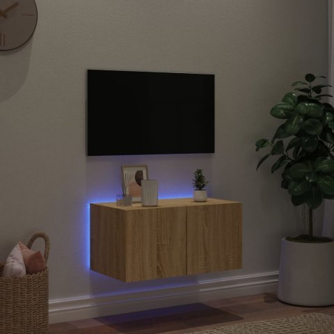  Ścienna szafka TV z LED, dąb sonoma, 60x35x31 cm