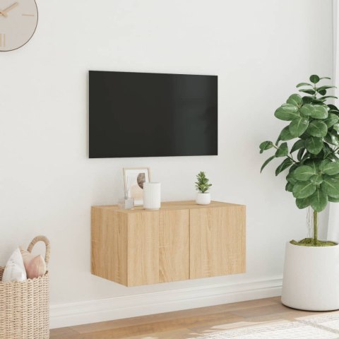  Ścienna szafka TV z LED, dąb sonoma, 60x35x31 cm