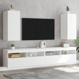  Ścienne szafki TV z LED, 2 szt., białe, 30,5x35x70 cm