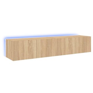  Ścienne szafki TV z LED, 2 szt., dąb sonoma, 80x35x31 cm