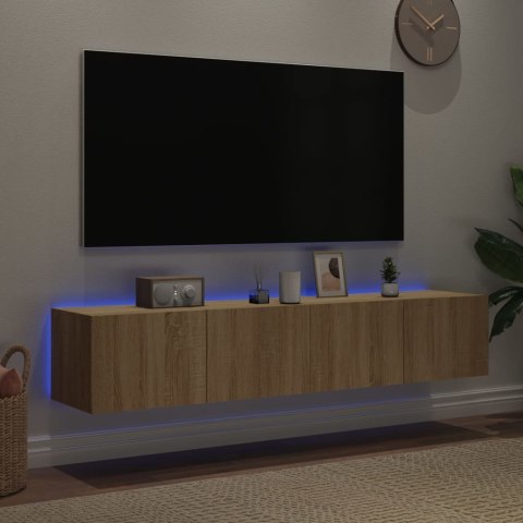  Ścienne szafki TV z LED, 2 szt., dąb sonoma, 80x35x31 cm