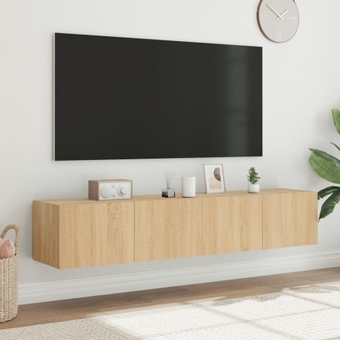  Ścienne szafki TV z LED, 2 szt., dąb sonoma, 80x35x31 cm