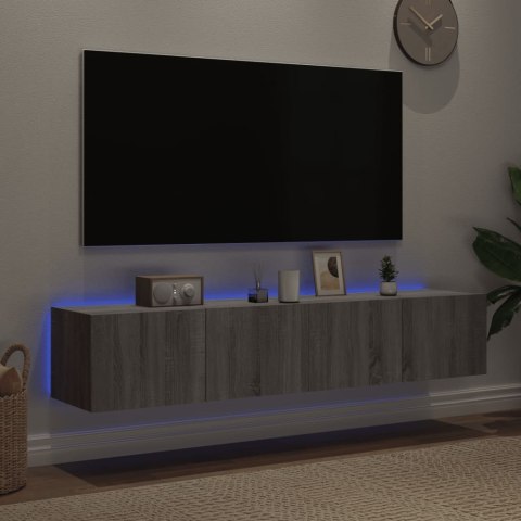  Ścienne szafki TV z LED, 2 szt., szary dąb sonoma, 80x35x31 cm