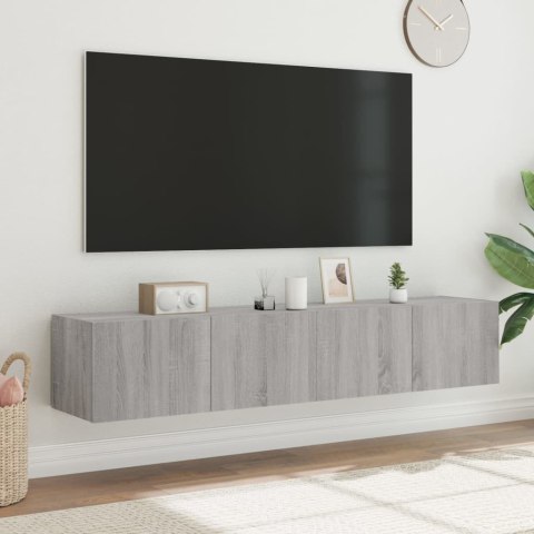  Ścienne szafki TV z LED, 2 szt., szary dąb sonoma, 80x35x31 cm