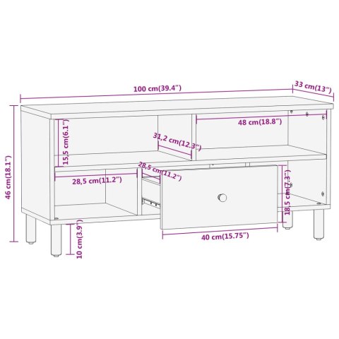  Szafka pod telewizor, 100x33x46 cm, lite drewno akacjowe