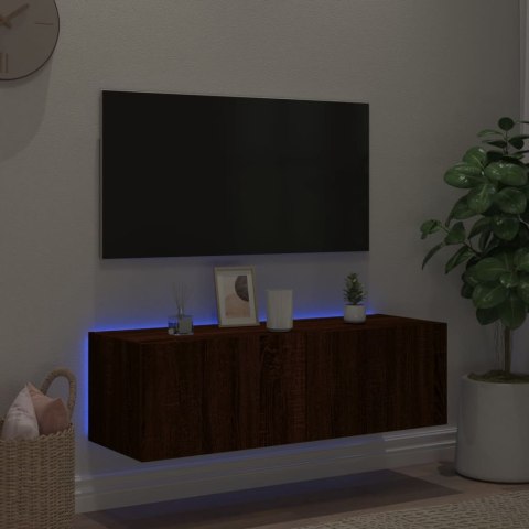  Ścienna szafka TV z LED, brązowy dąb, 100x35x31 cm