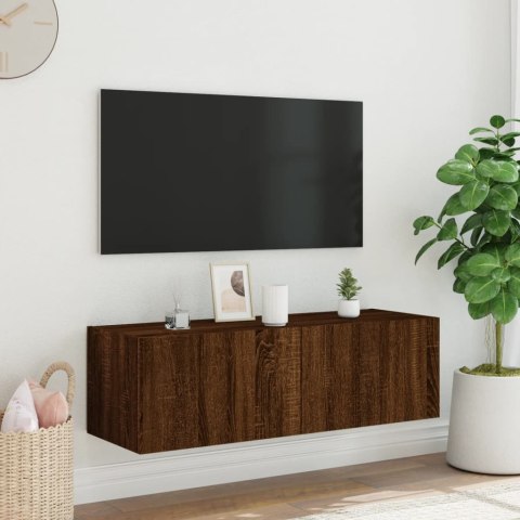  Ścienna szafka TV z LED, brązowy dąb, 100x35x31 cm