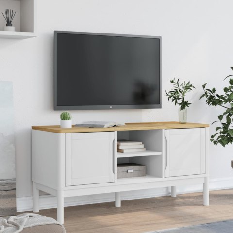  Szafka RTV FLORO, biała, 114x43x55 cm, lite drewno sosnowe