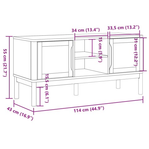  Szafka RTV FLORO, biała, 114x43x55 cm, lite drewno sosnowe