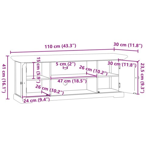  Szafka pod TV, biała, 110x30x41 cm, materiał drewnopochodny