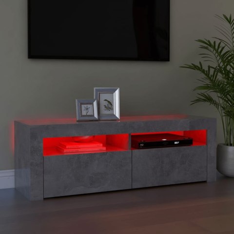  Szafka pod TV z oświetleniem LED, szarość betonu, 120x35x40 cm