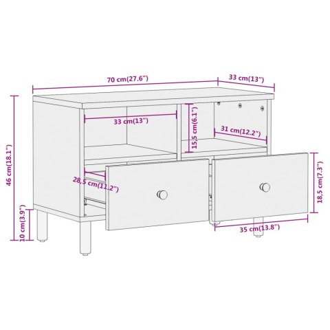  Szafka pod telewizor, 70x33x46 cm, lite drewno mango