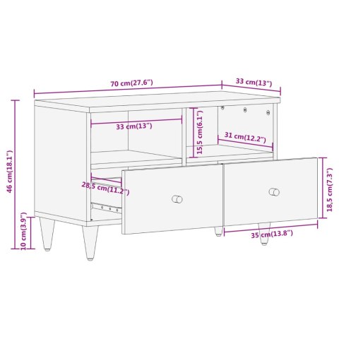  Szafka pod telewizor, 70x33x46 cm, lite drewno mango