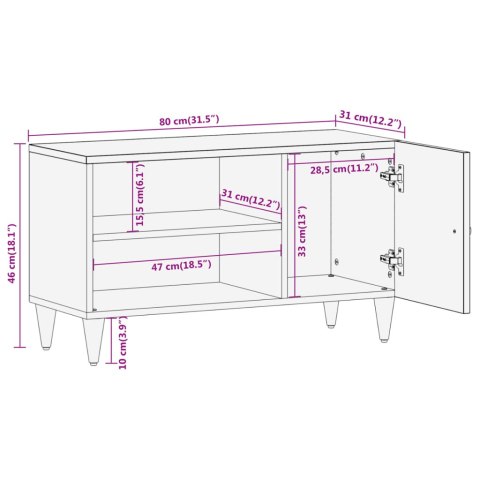  Szafka pod telewizor, 80x31x46 cm, lite drewno mango