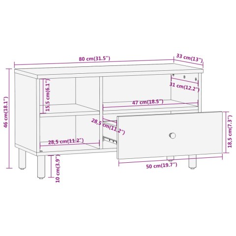  Szafka pod telewizor, 80x33x46 cm, lite drewno mango