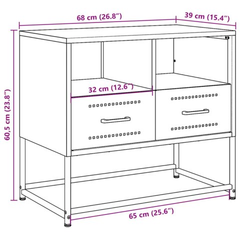  Szafka pod telewizor, oliwkowa, 68x39x60,5 cm, stalowa