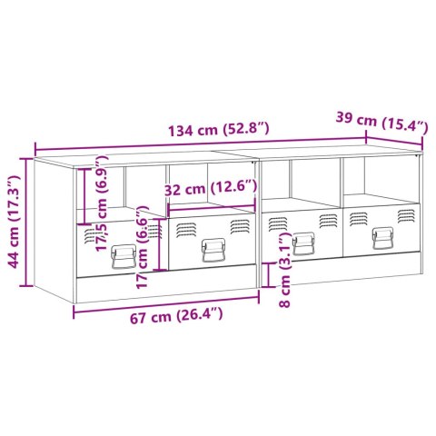  Szafki pod telewizor, 2 szt., oliwkowe, 67x39x44 cm, stalowe