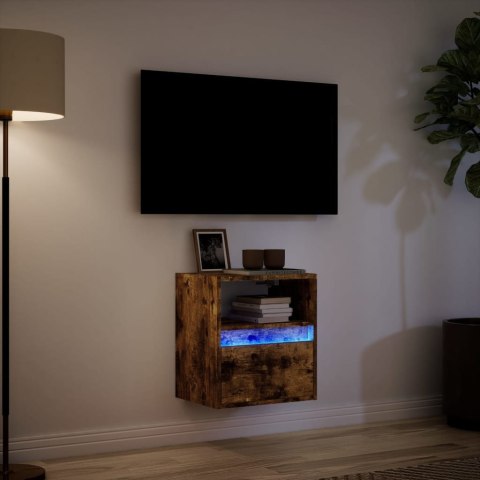  Ścienna szafka TV z LED, przydymiony dąb, 41x31x45 cm