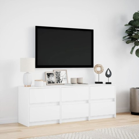  Szafka TV z LED, biała, 140x34x50 cm, materiał drewnopochodny