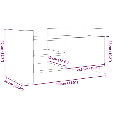  Szafka pod TV, czarna, 80x35x40 cm, materiał drewnopochodny