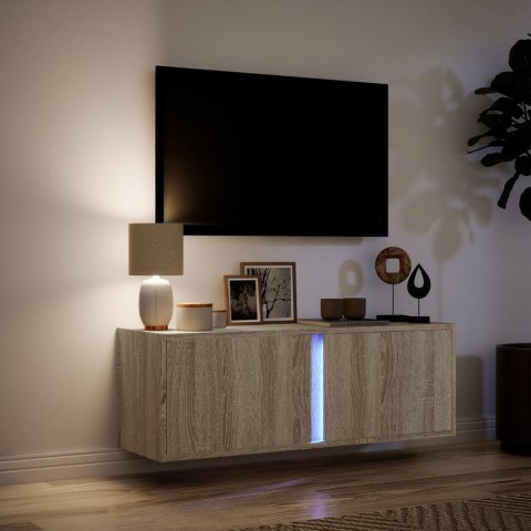  Ścienna szafka TV z LED, dąb sonoma, 100x31x35 cm