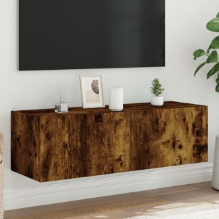  Ścienna szafka TV z LED, przydymiony dąb, 100x35x31 cm