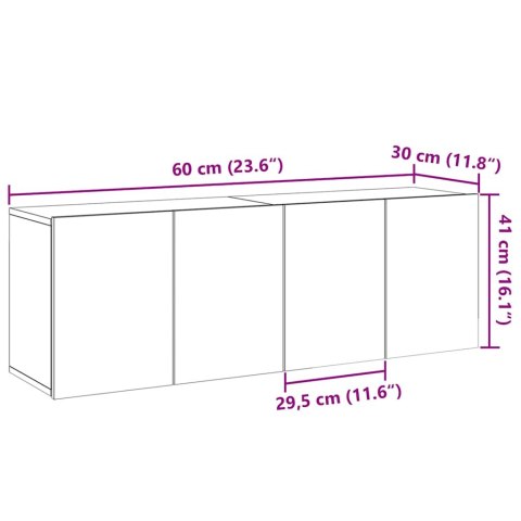  Ścienne szafki TV, 2 szt., dąb artisian, 60x30x41 cm