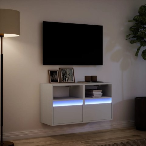  Ścienne szafki TV z LED, 2 szt., białe, 41x31x45 cm