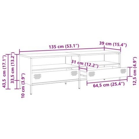  Szafka RTV, antracyt, 135x39x43,5 cm, stal walcowana na zimno