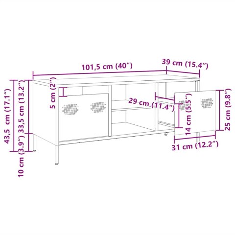  Szafka RTV, biała, 101,5x39x43,5 cm, stal walcowana na zimno