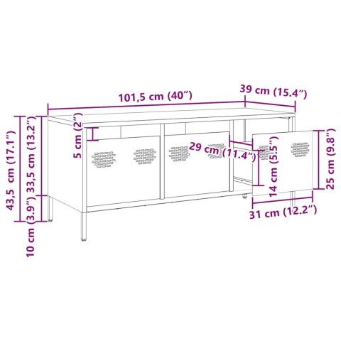  Szafka RTV, biała, 101,5x39x43,5 cm, stal walcowana na zimno