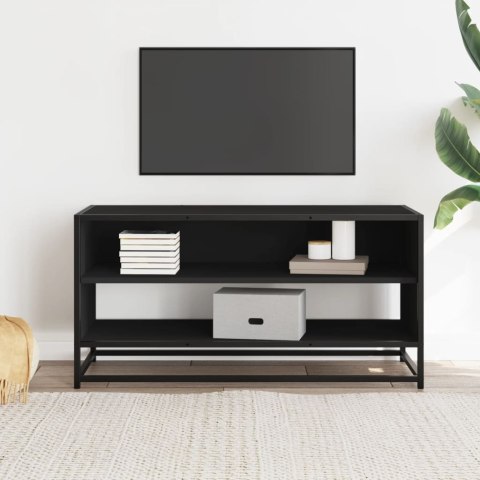  Szafka pod TV, czarna, 91x40x46 cm, materiał drewnopochodny