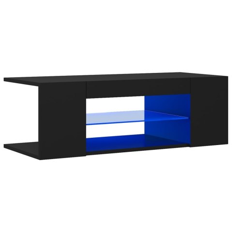  Szafka pod TV z oświetleniem LED, czarna, 90x39x30 cm