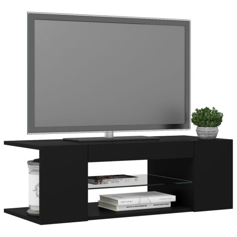  Szafka pod TV z oświetleniem LED, czarna, 90x39x30 cm