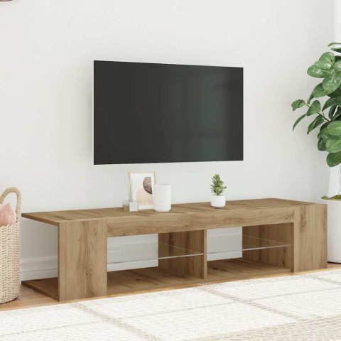  Szafka pod TV z oświetleniem LED, dąb artisan, 135x39x30 cm