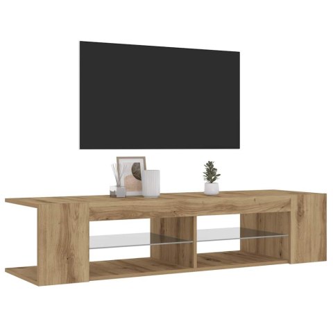  Szafka pod TV z oświetleniem LED, dąb artisan, 135x39x30 cm