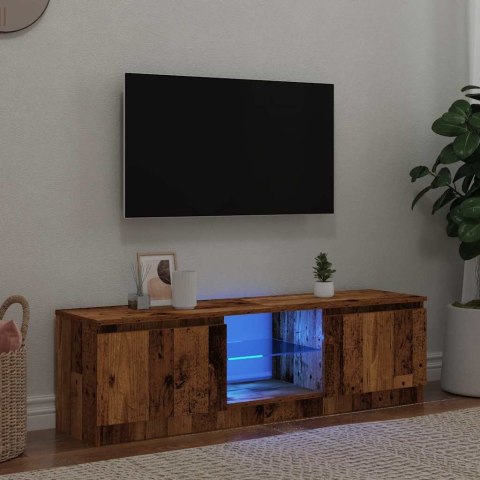  Szafka pod TV z oświetleniem LED, stare drewno, 120x30x36 cm