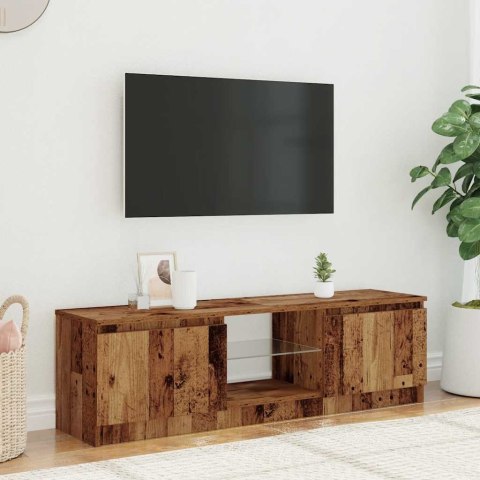  Szafka pod TV z oświetleniem LED, stare drewno, 120x30x36 cm