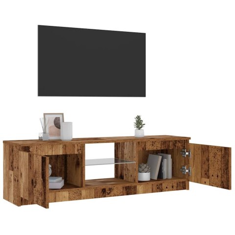  Szafka pod TV z oświetleniem LED, stare drewno, 120x30x36 cm