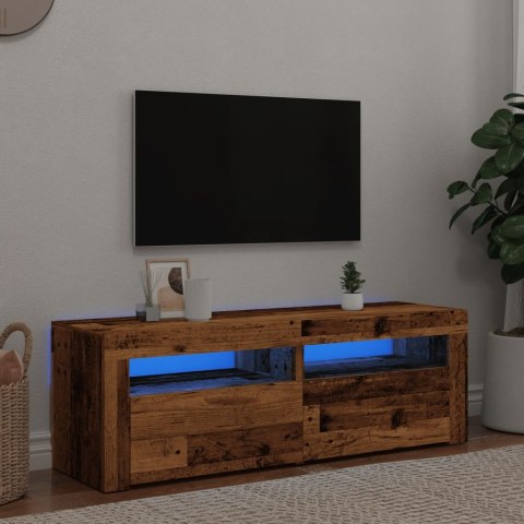  Szafka pod TV z oświetleniem LED, stare drewno, 120x35x40 cm