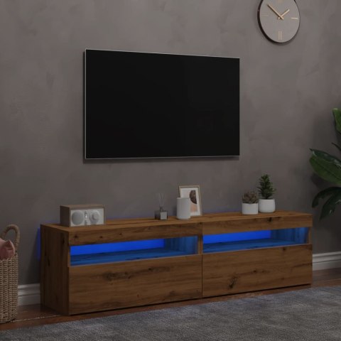  Szafki TV z LED, 2 szt., dąb artisan, materiał drewnopochodny