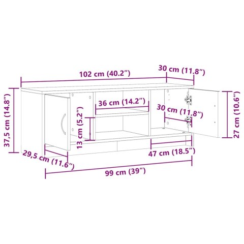  Szafka TV, stare drewno, 102x30x37,5cm, materiał drewnopochodny