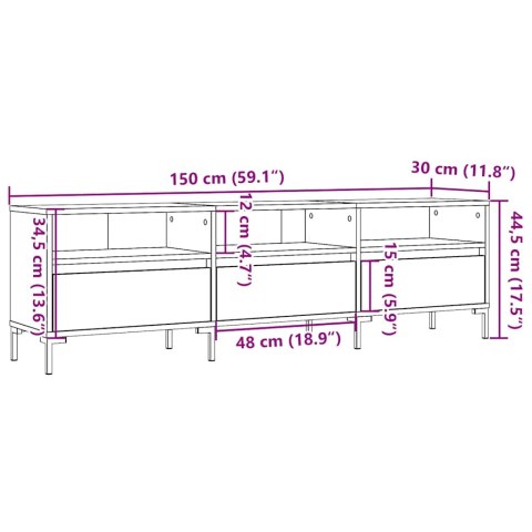  Szafka pod TV, stare drewno, 150x30x44,5 cm